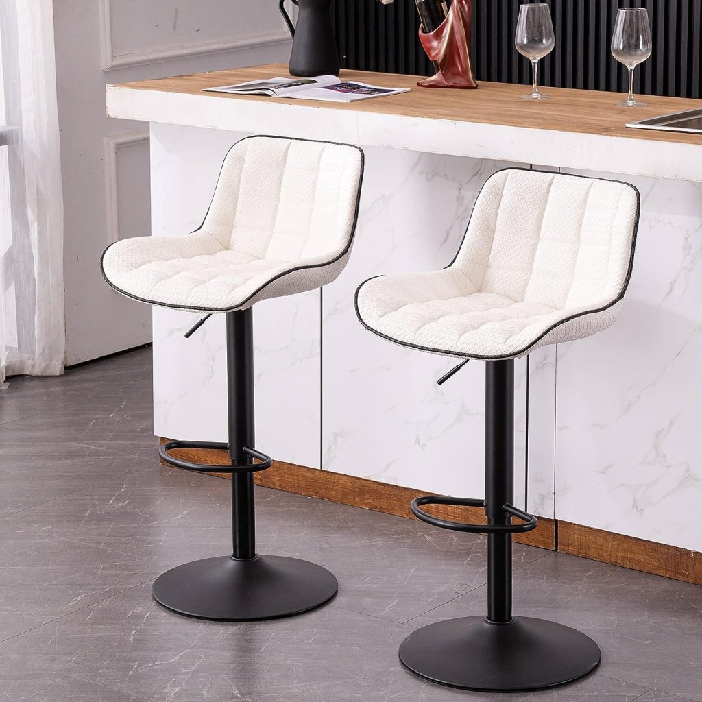Kidol & Shellder Upholster Adjustable White Bar Chairs