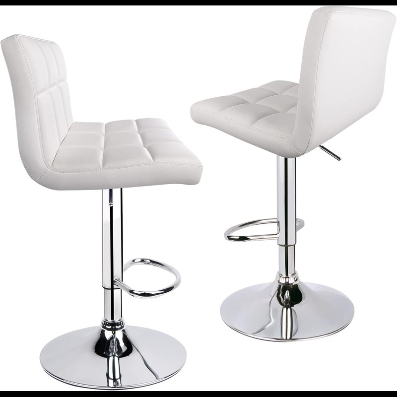 Leopard White Bar Stools with Adjustable Swivel