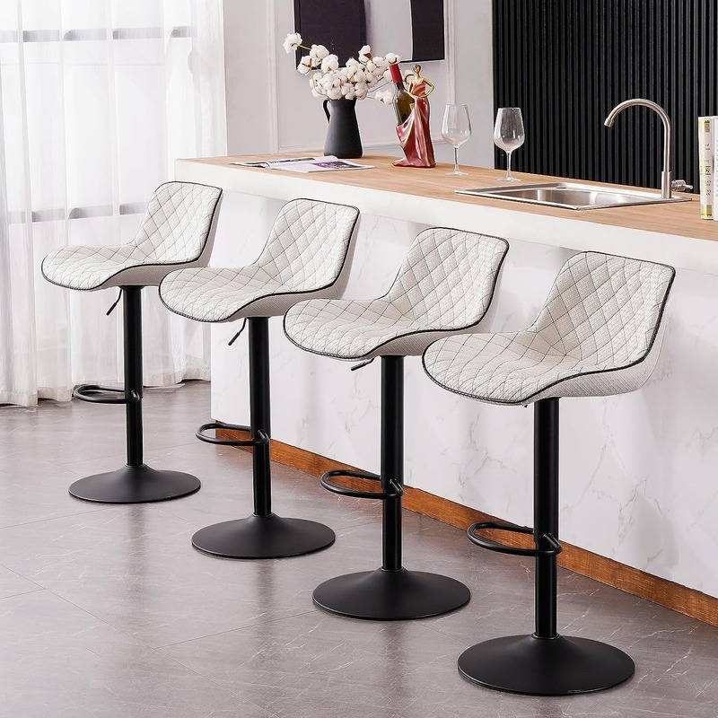 YOUNUOK Woven Counter Bar White Chair with Modern Style